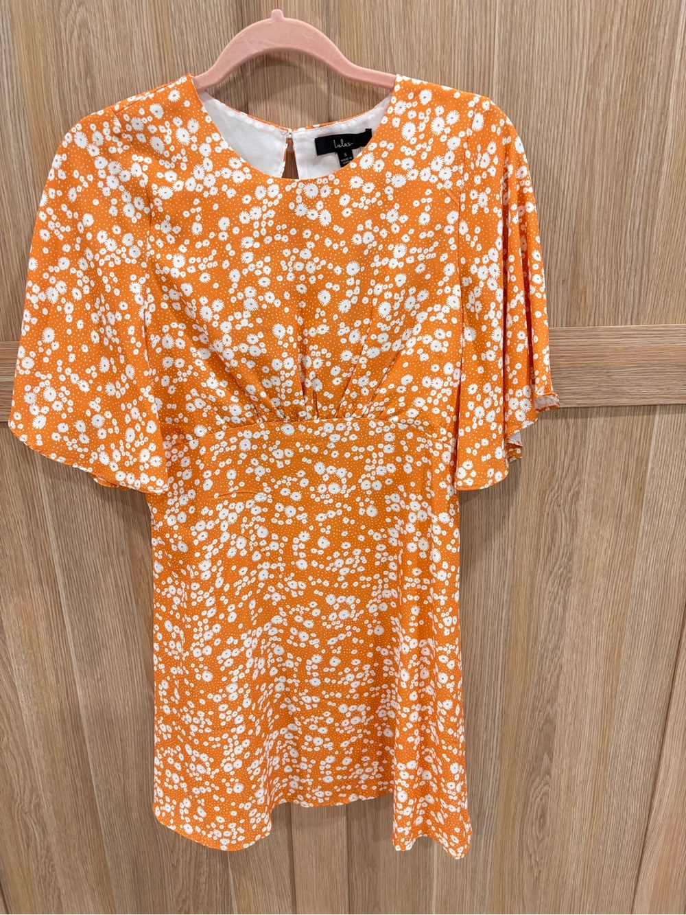 Lulu's Mustard Floral Short Sleeve Mini Dress